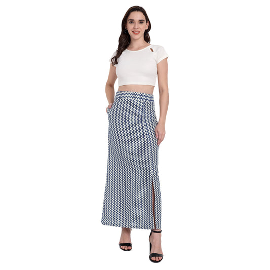 IVORY BLUE STRIP SKIRT