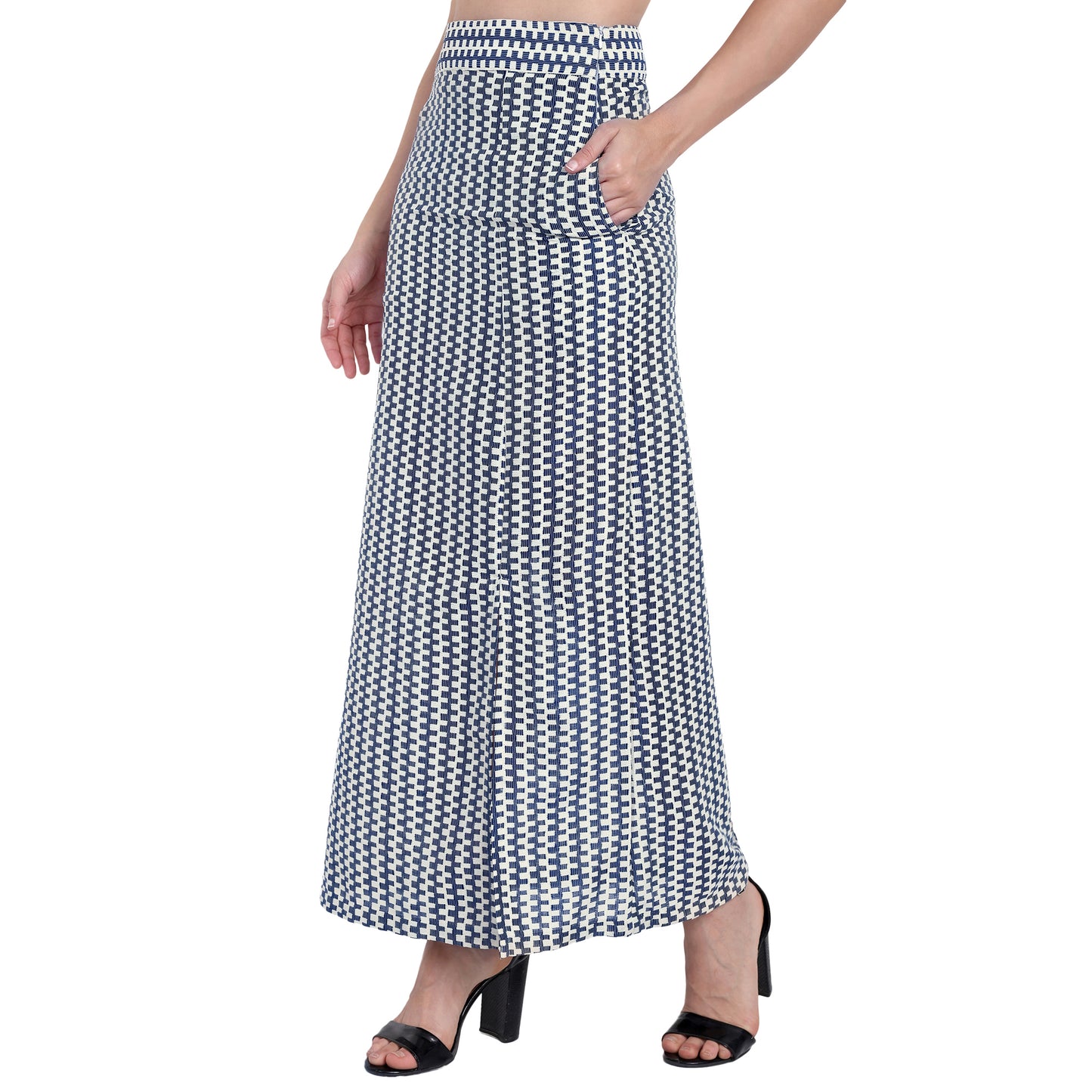 IVORY BLUE STRIP SKIRT