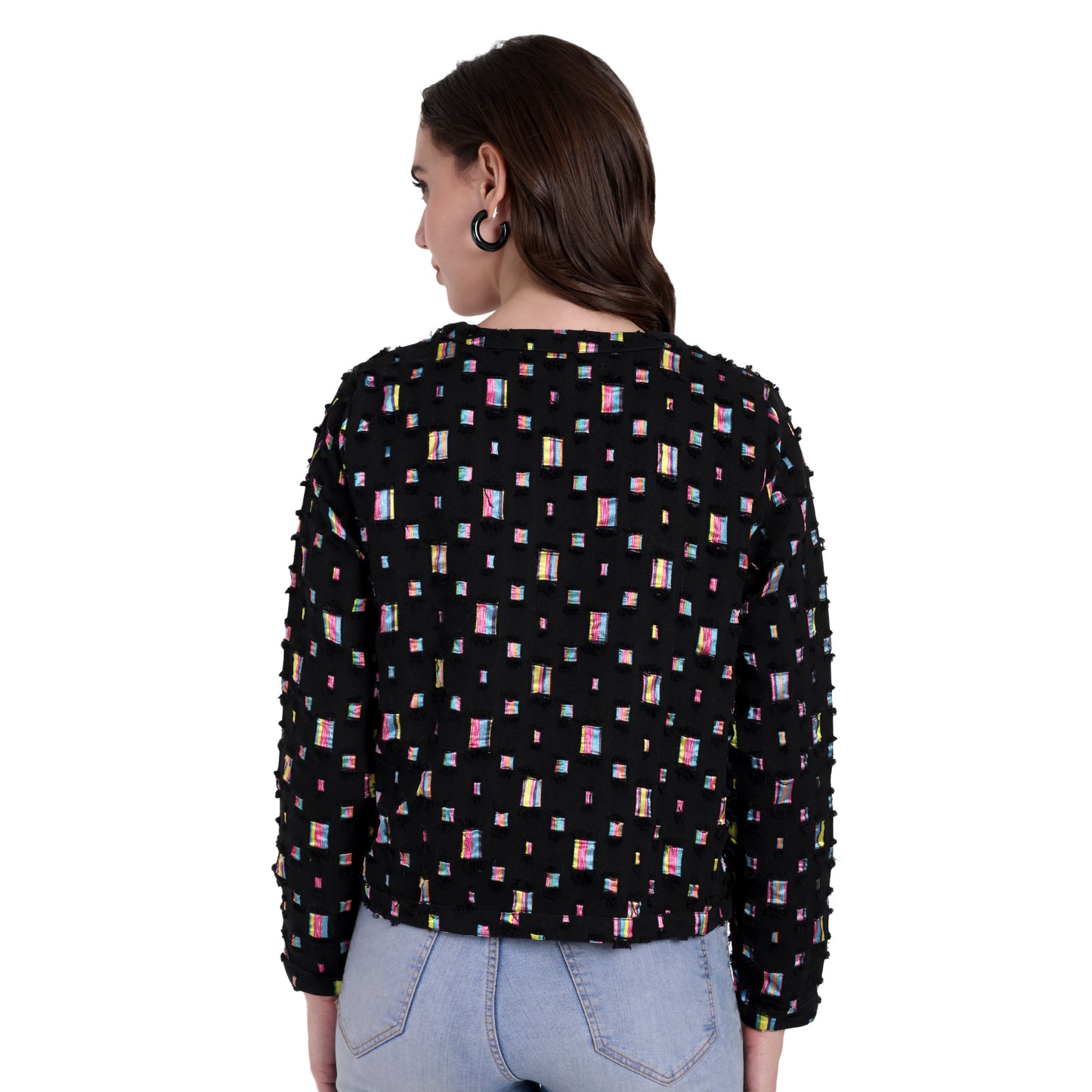 BLACK DENIM MULTI COLOR JACKET