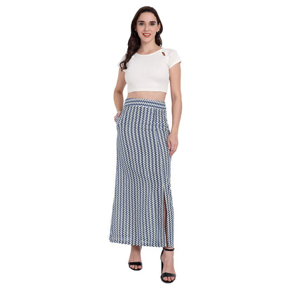 IVORY BLUE STRIP SKIRT