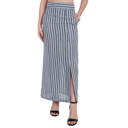 IVORY BLUE STRIP SKIRT