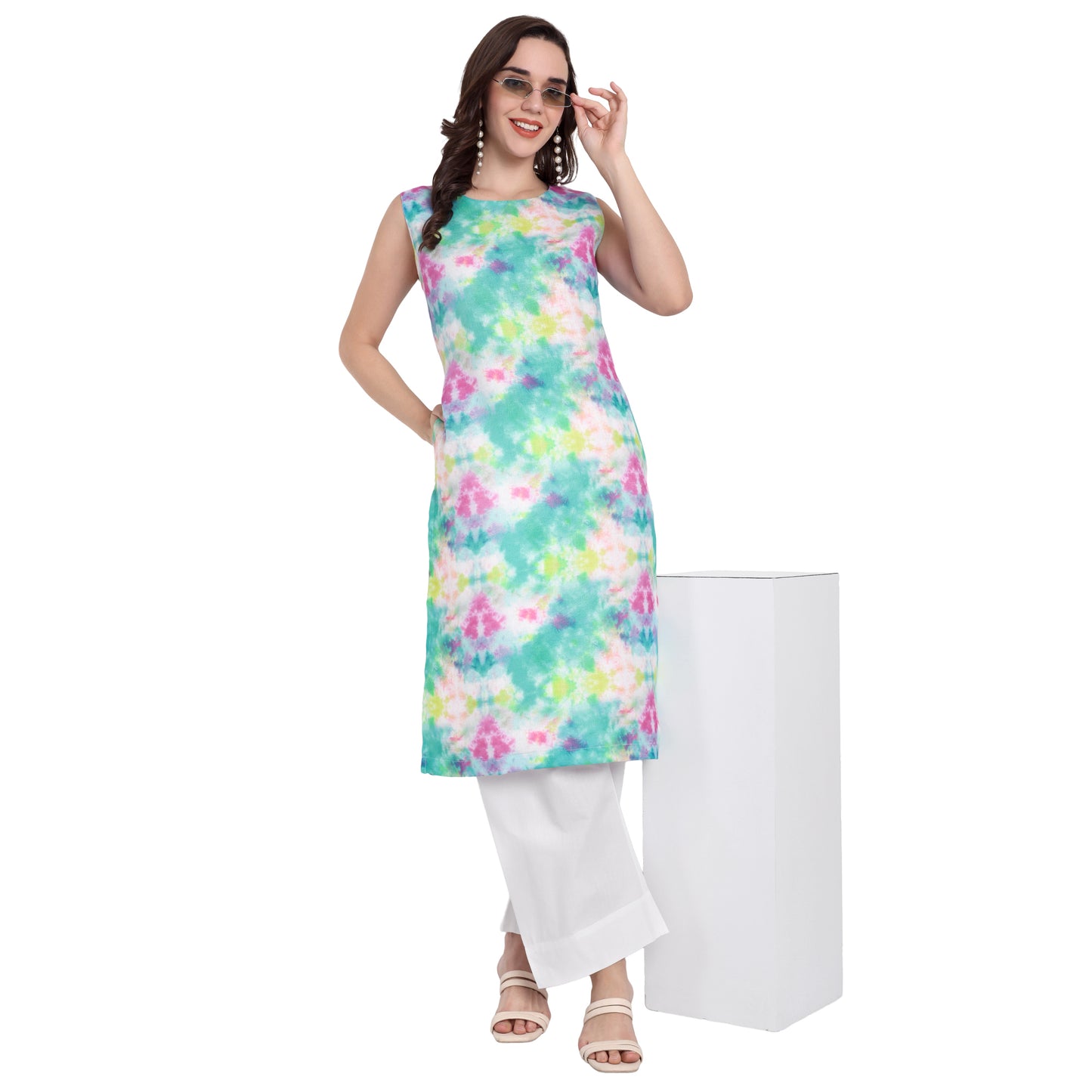 PRINTED COTTON LINEN KURTA